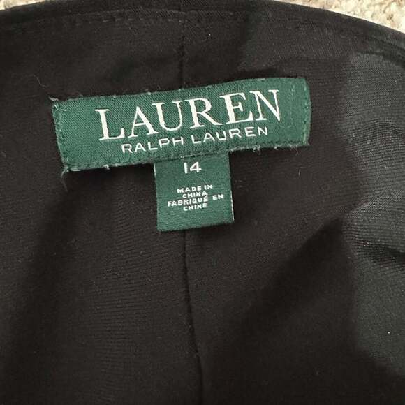 Lauren Ralph Lauren Black Dress Wrap Ruched Draped 3/4 Sleeve, Women Sz 14 - Picture 7 of 8